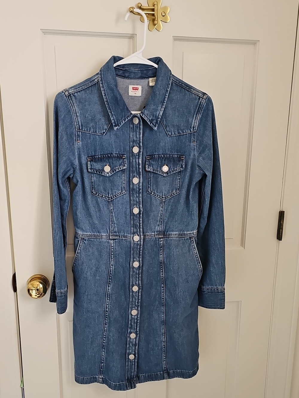 Levi's Blue Button-Up Denim Shirt Dress